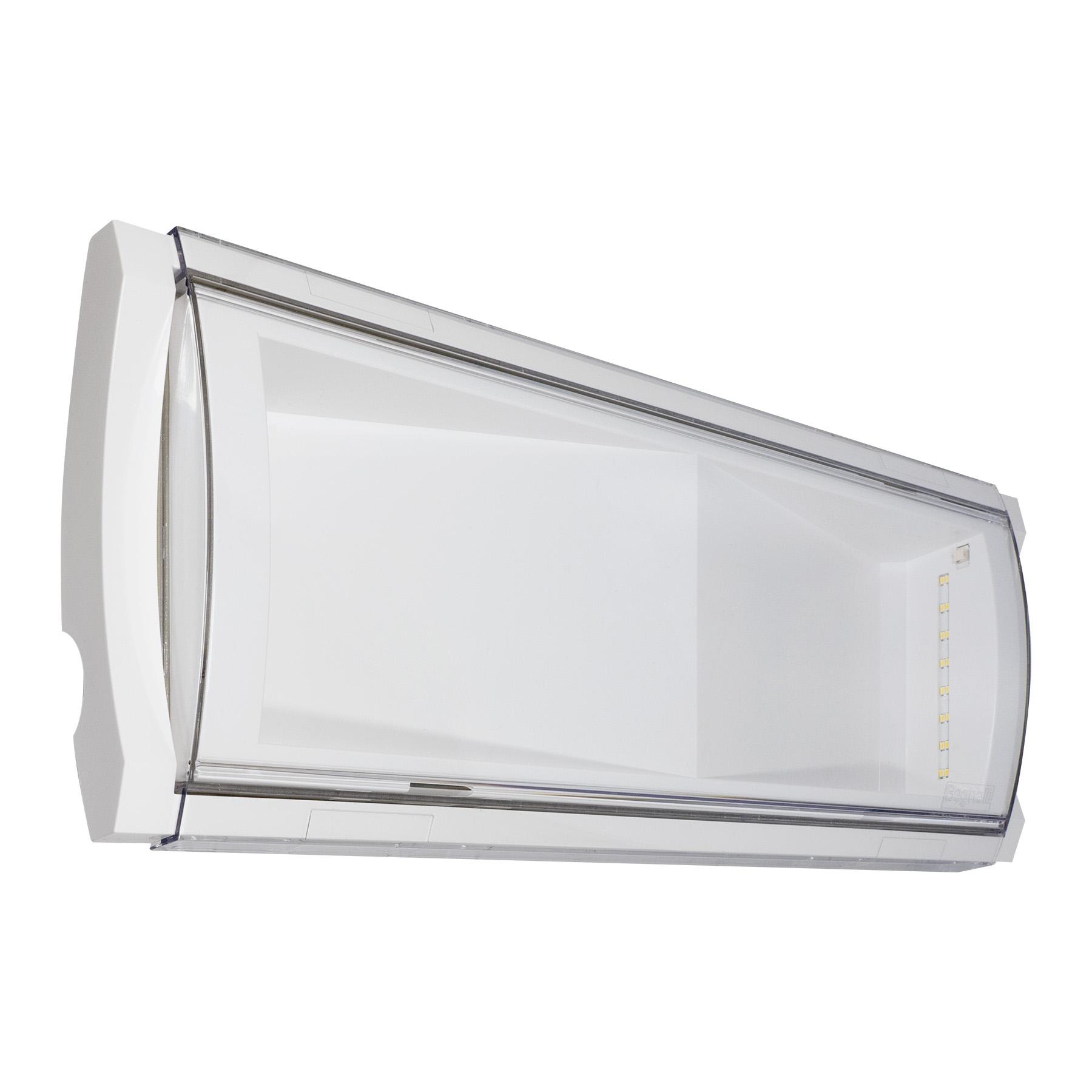 BEGHELLI - Apparecchio di emergenza LED 8W IP65, con autonomia regolabile e possibilità di batteria supplementare.