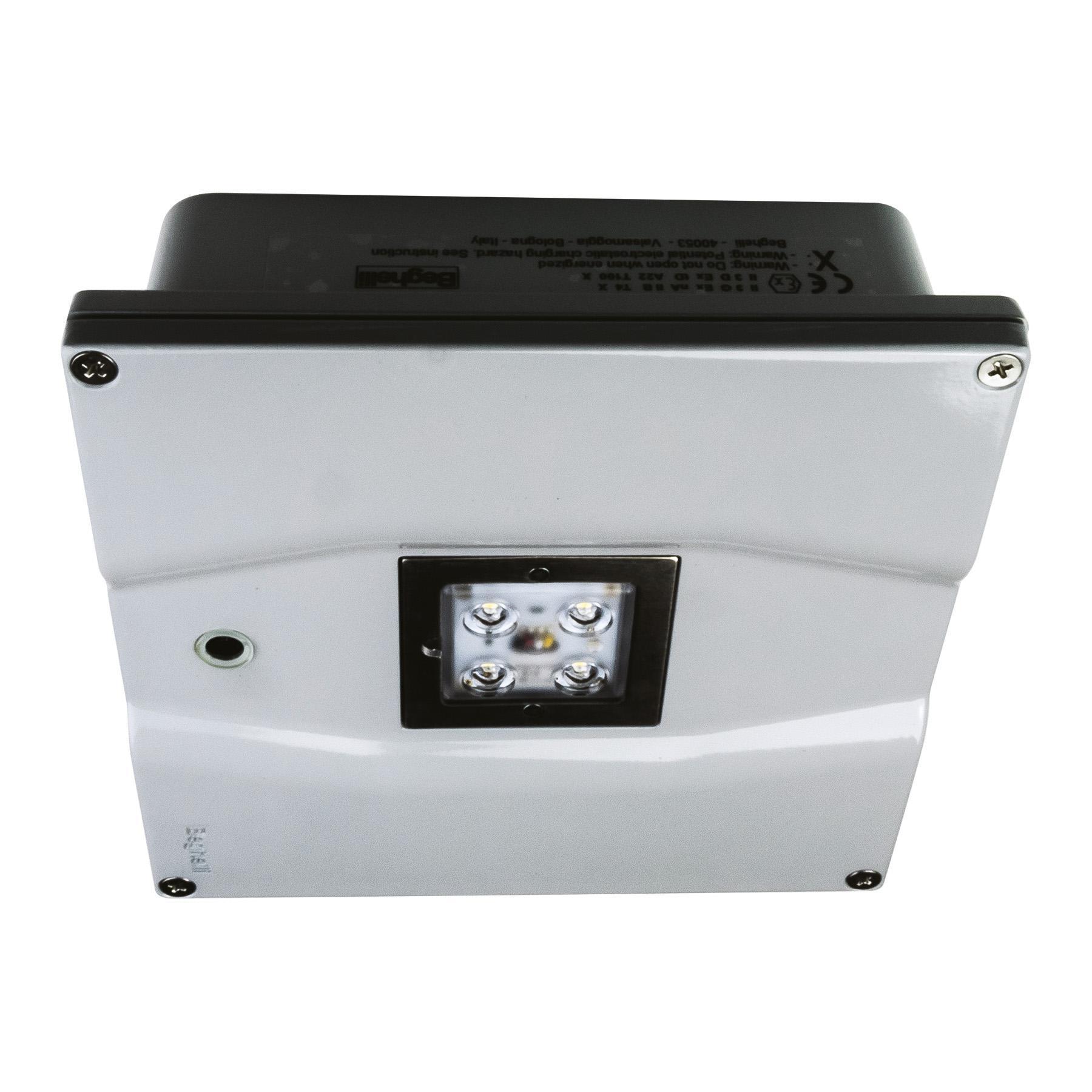 BEGHELLI - Faretto per illuminazione di emergenza ad elevate prestazioni con tre lenti intercambiabili in dotazione per differenti fasci luminosi LUNGALARGALUCE EX AT LF.
