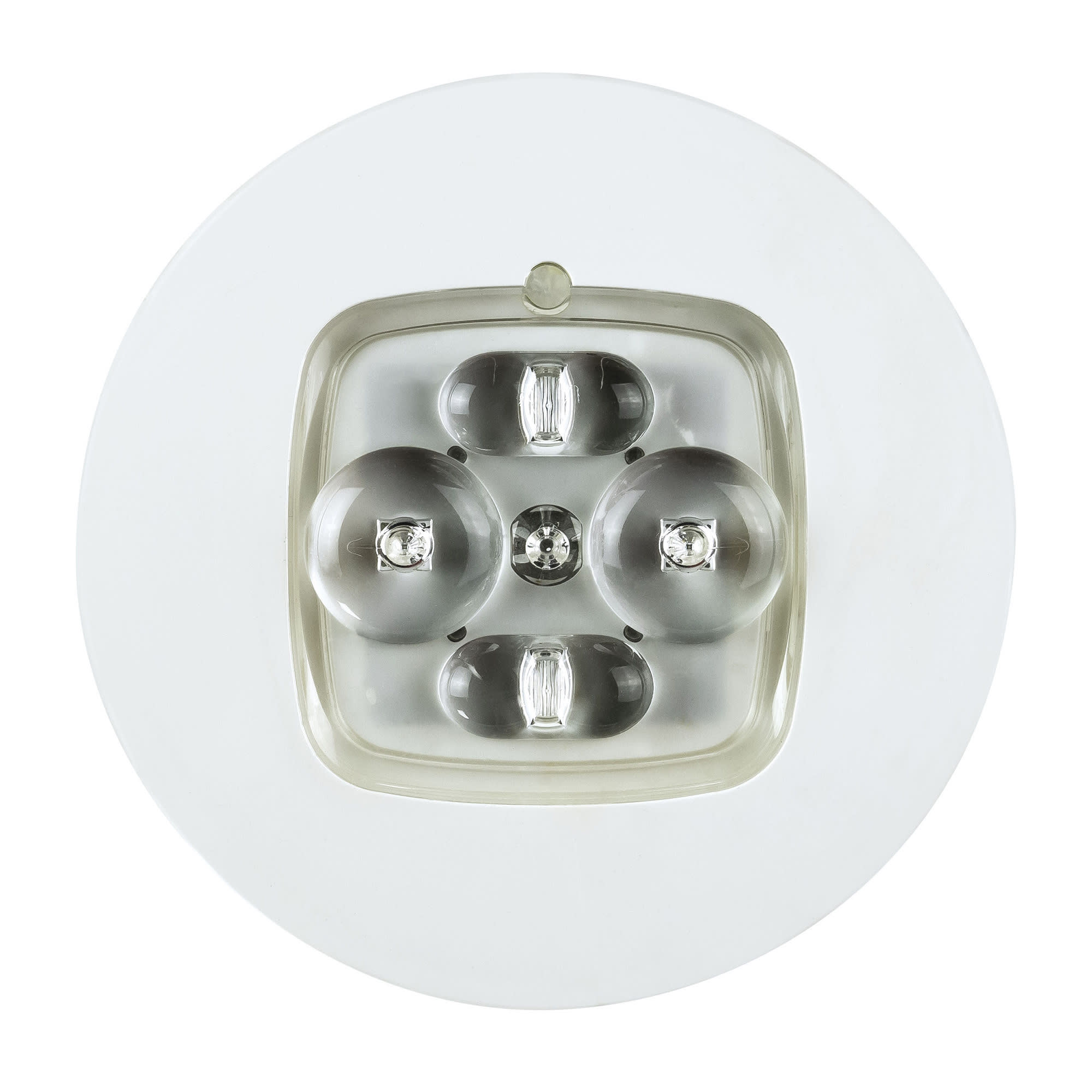 BEGHELLI - Faretto di emergenza linea ArchiEco, corpo verniciabile, design elegante, materiali riciclabili e compostabili. DOT AE GL CT SE/SA IP65 LF.