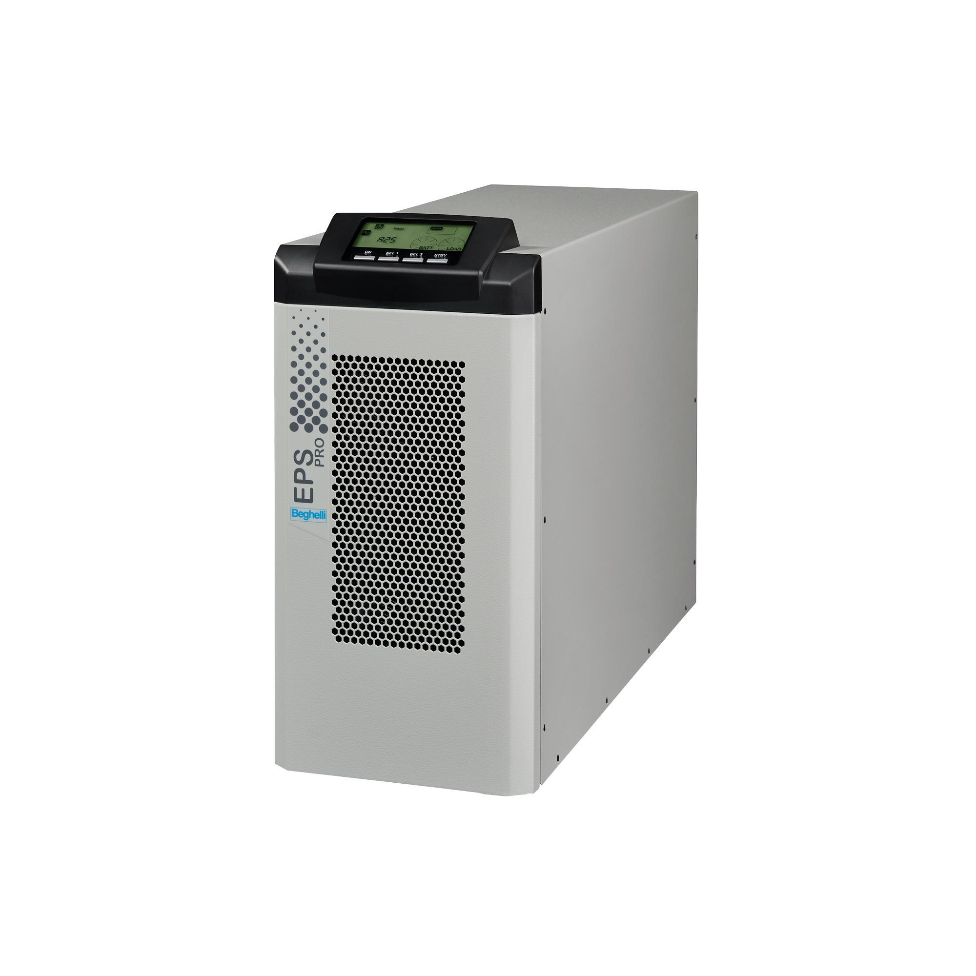 BEGHELLI - LG EPS PRO 3KVA 1M 2H, sistema a batteria centralizzata con elevato fattore di potenza, efficiente, affidabile per emergenza e segnaletica.