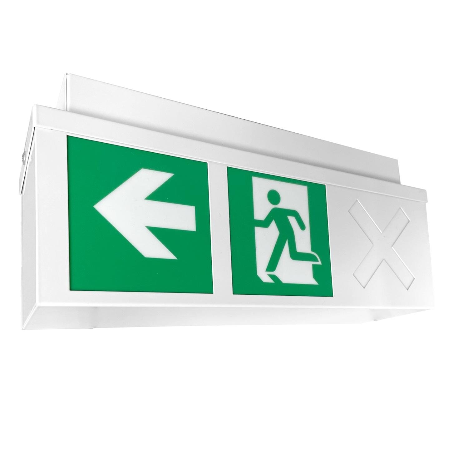 BEGHELLI - Apparecchio dinamico per emergenze in zone ad alto rischio, collegato con Centrale LG24 e installabile a bandiera: KUBUS DYNAMIC S24 DA.