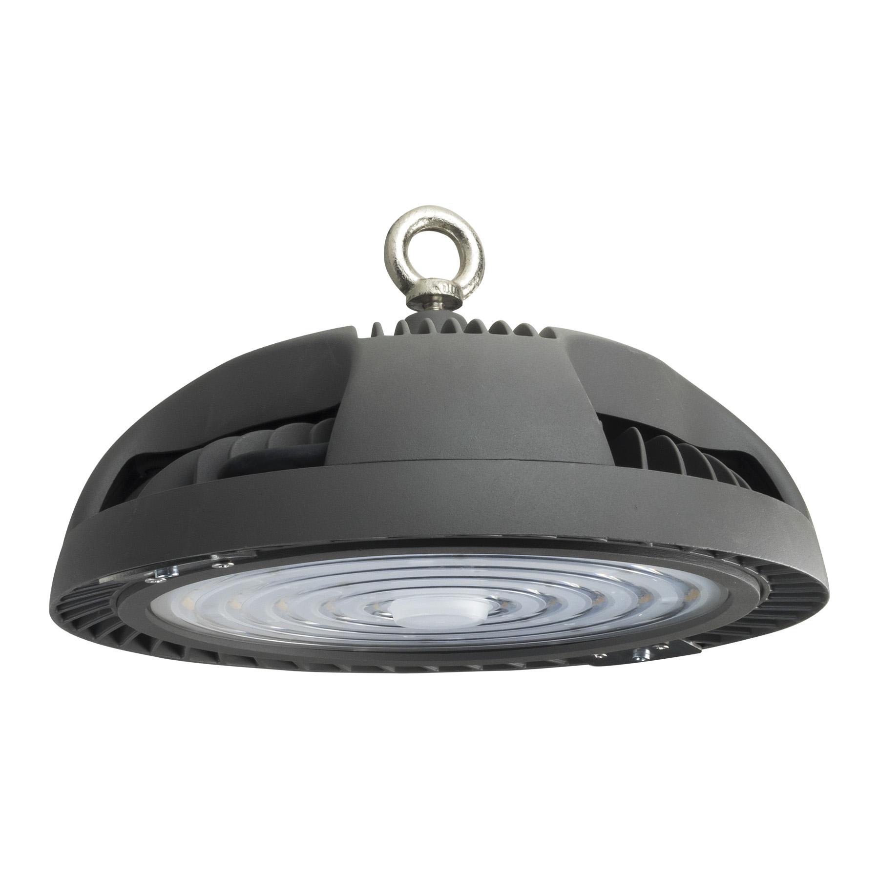 BEGHELLI - Riflettore industriale ad alta efficienza luminosa, corpo in alluminio pressofuso con lente circolare in PMMA, Highbay HP 100W 90° 4K SD SENS.