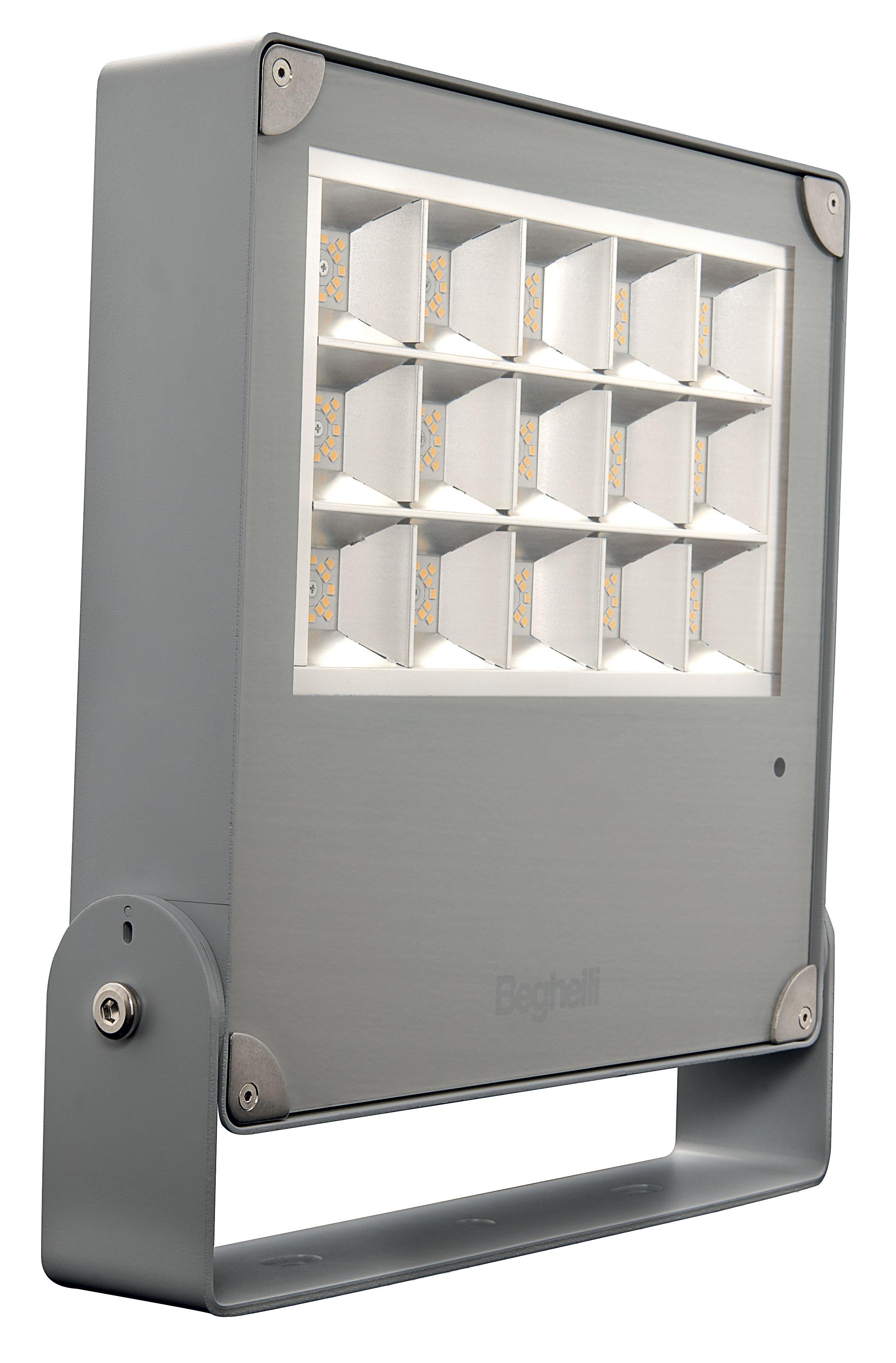 BEGHELLI - Proiettore per illuminazione di esterni o grandi aree con trasmettitore Bluetooth e Autodimmer integrato. Sistema Modula Easy Box per installazione e manutenzione semplificate. FLOOD M RD 210 R AS 4K.