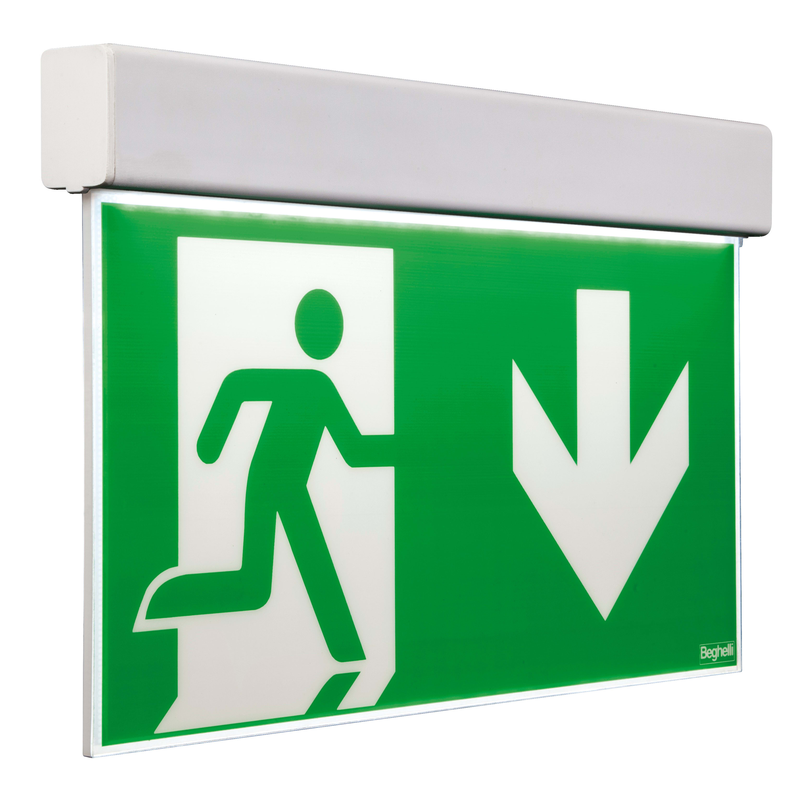 BEGHELLI - Apparecchio per segnaletica di emergenza con distanza di visibilità 20 metri EXIT DF20M SA 1/2/3H RM LF.