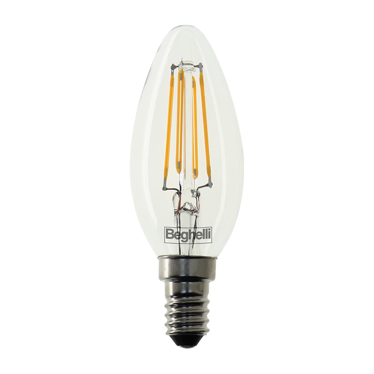BEGHELLI - Lampadina LED a filamento OLIV ZAF con corpo in vetro, 470lm, 4WE14, 4K.