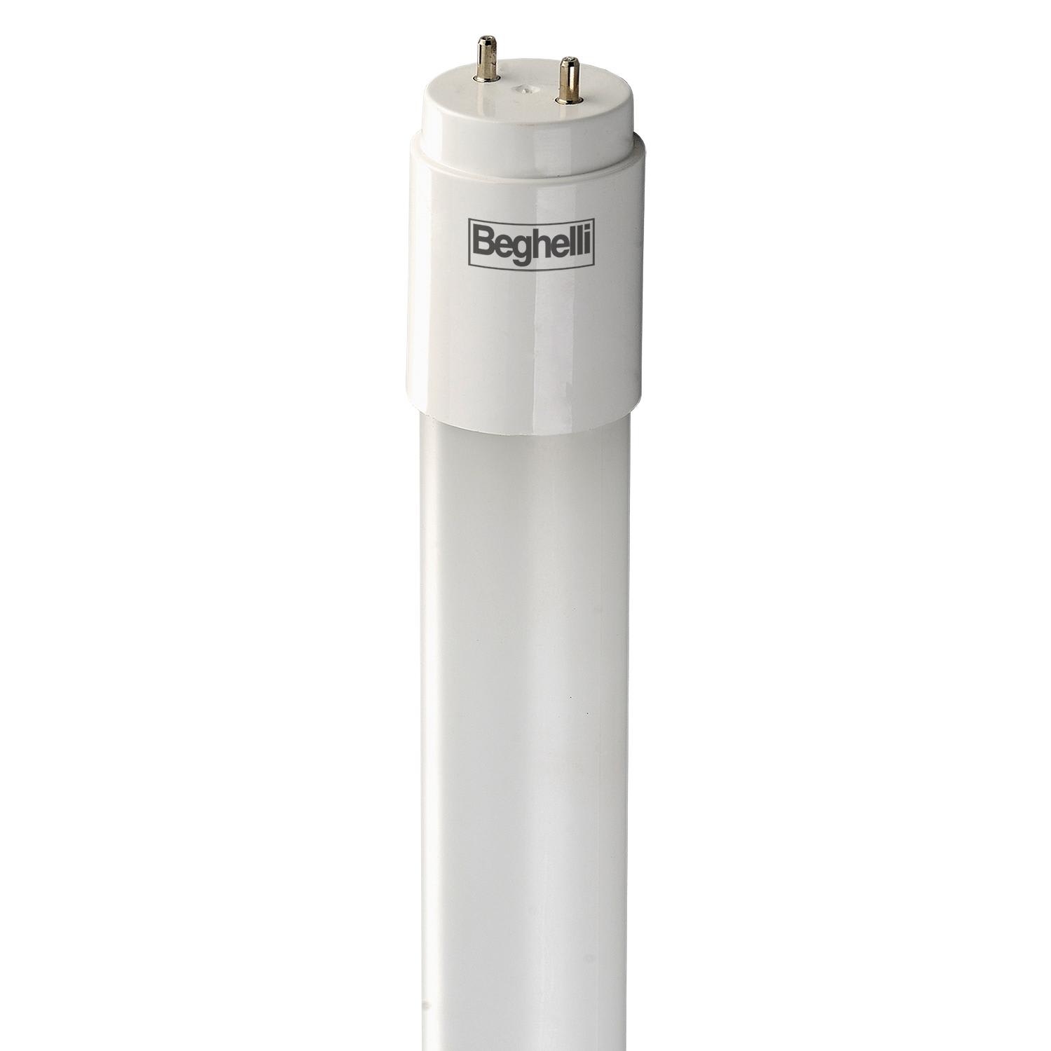 BEGHELLI - Tubo LED T8 600mm 9W G13 840 progettato per massima efficienza luminosa, sostituzione tubi fluo T8. Involucro plastico protettivo, adatto a installazioni HACCP.