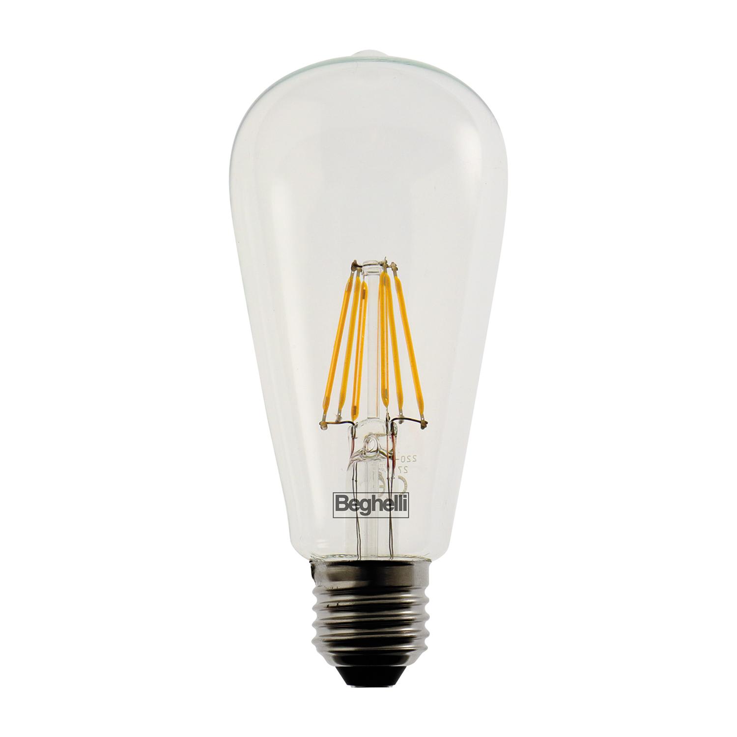 BEGHELLI - Lampadina LED a filamento con corpo in vetro, DECO CH ZAFIRO 6W E27 2700K.