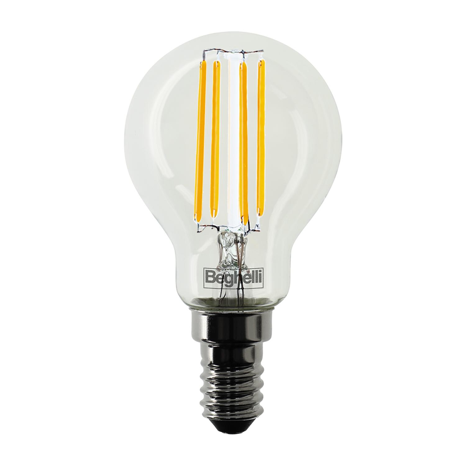 BEGHELLI - Lampadina vetro LED CRI-95 filamento simile sole resa cromatica alto confort visivo ZAF NAT95 SFE 470L 4WE14 4K. 56481