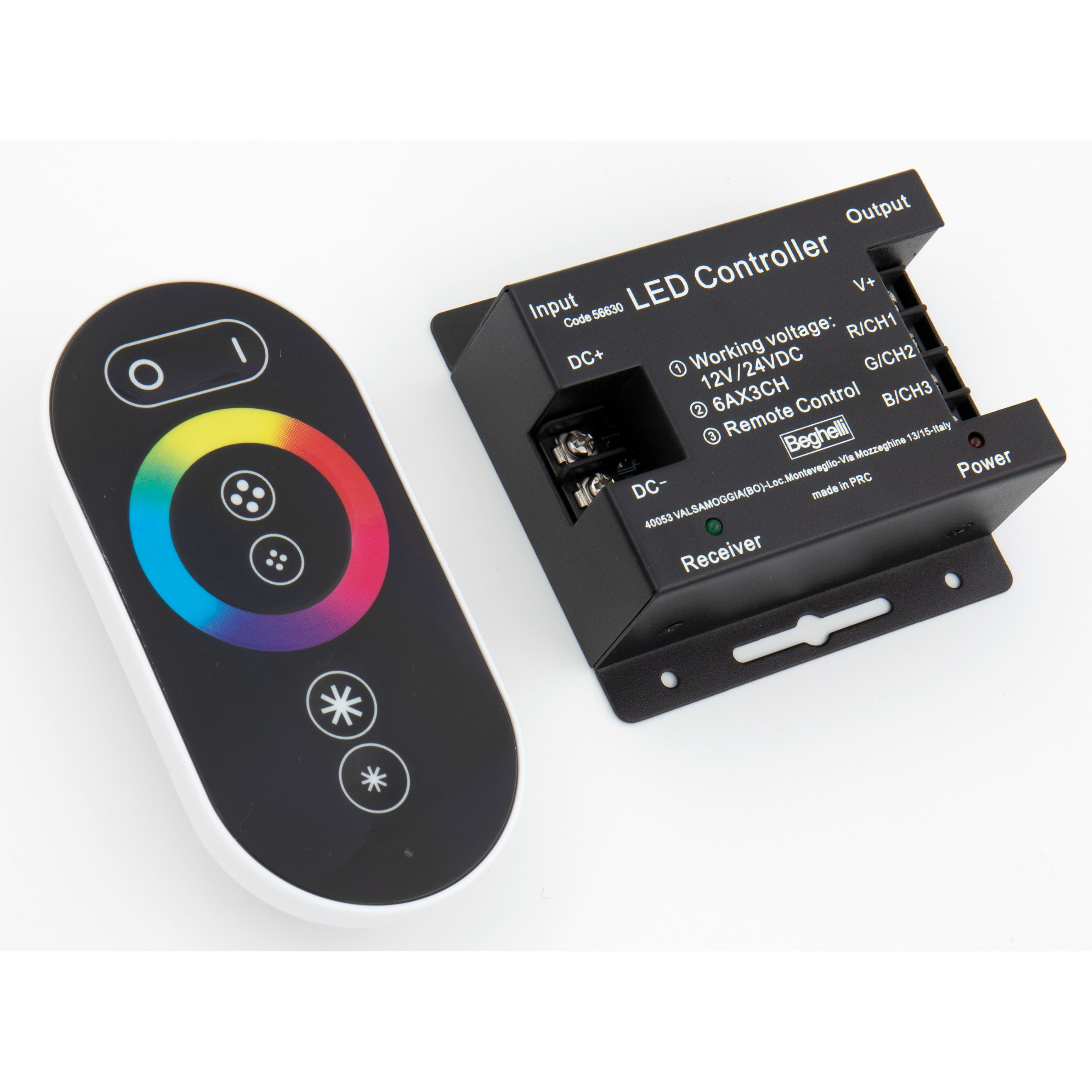 BEGHELLI - Controller e telecomando per StripLED RGB 24V RGB+TELECOMANDO.