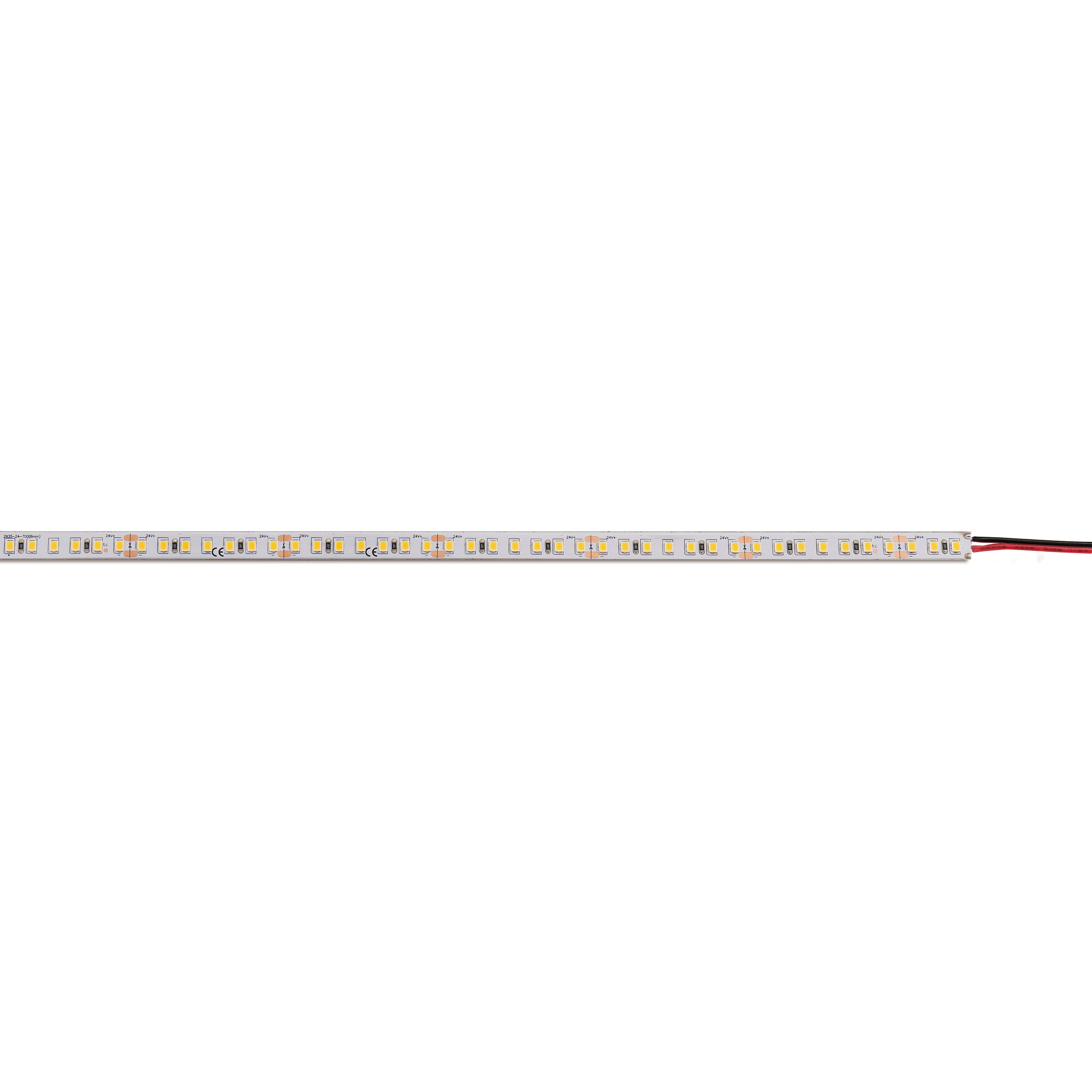 BEGHELLI - Strisce flessibili a LED autoadesive ad alta densità (240 LED/m) con emissione uniforme e alta luminosità, rotoli da 5 metri pre-cablati su entrambi i lati. STRIP LED HE 9.6W IP20 3K.