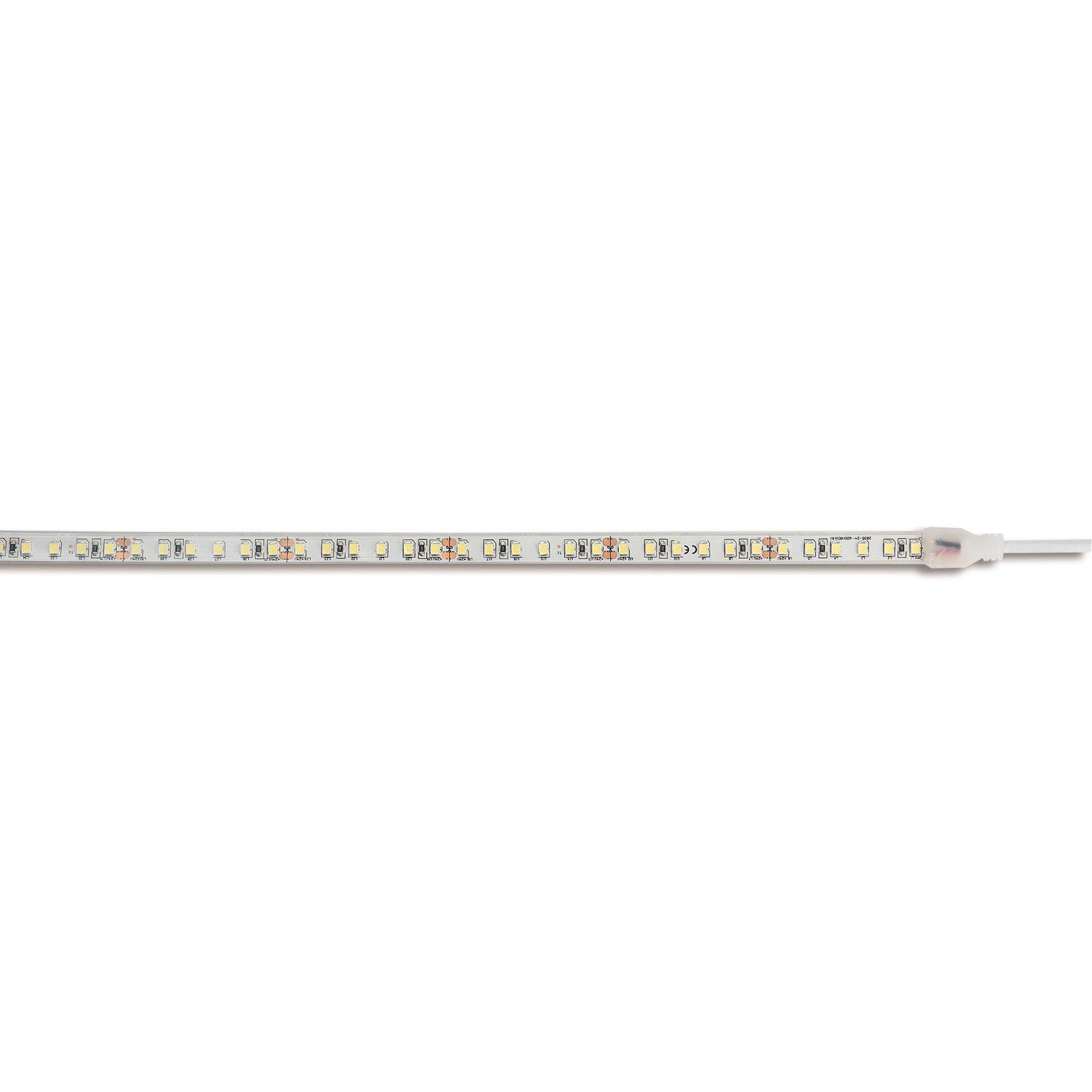 BEGHELLI - Strisce flessibili a LED autoadesive ad alta densità (240 LED/m) con emissione uniforme e alta luminosità, rotoli da 5 metri pre-cablati su entrambi i lati. Strip LED HP 18W IP65 4K.