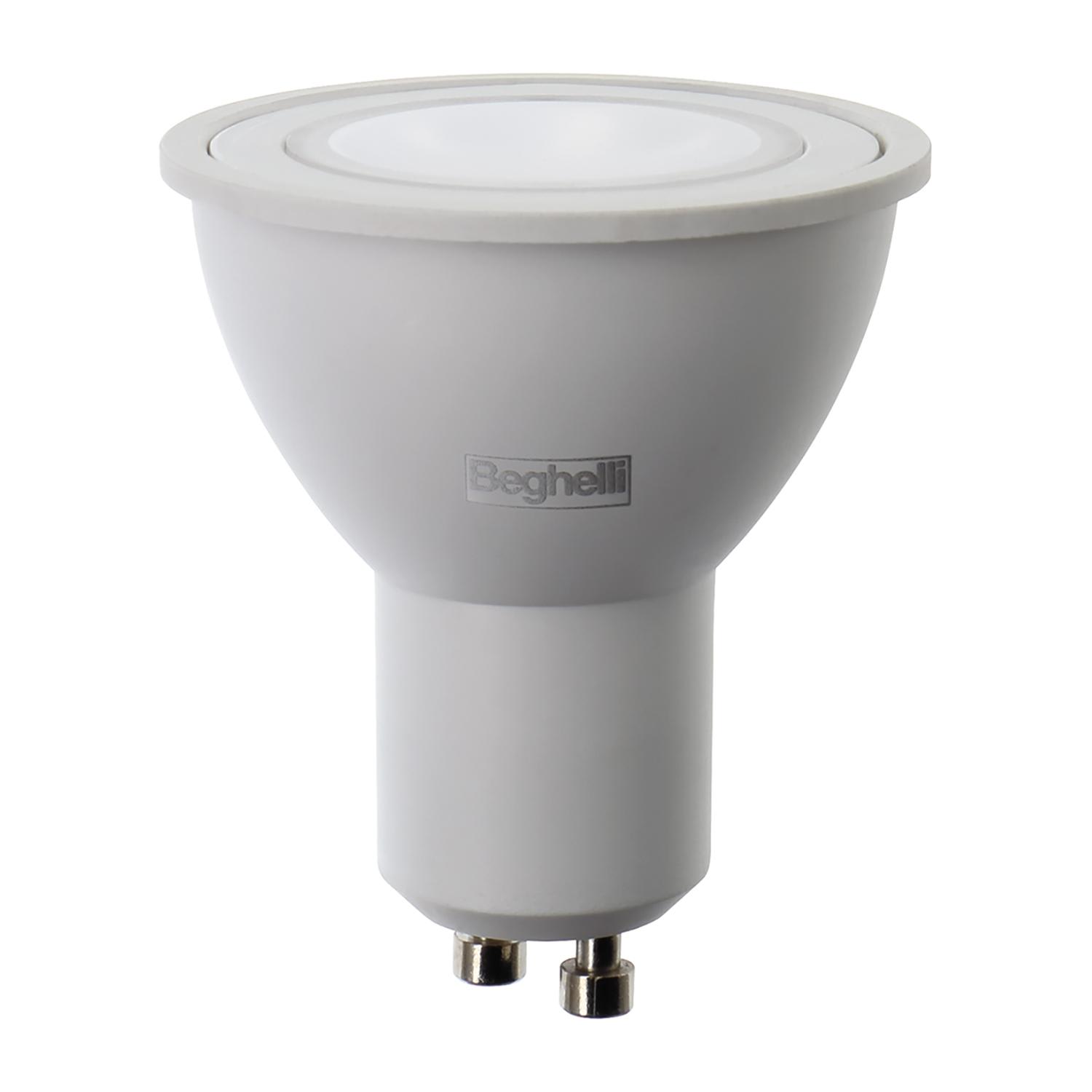 BEGHELLI - Lampadina GU10 compatibile con tutti gli apparecchi, ECOLED STD 7W 600LM 6.5K.