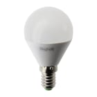 BEGHELLI - Lampadina compatta con rivestimento termoplastico opale, SFERA SAVING LED 7W E14 3K.