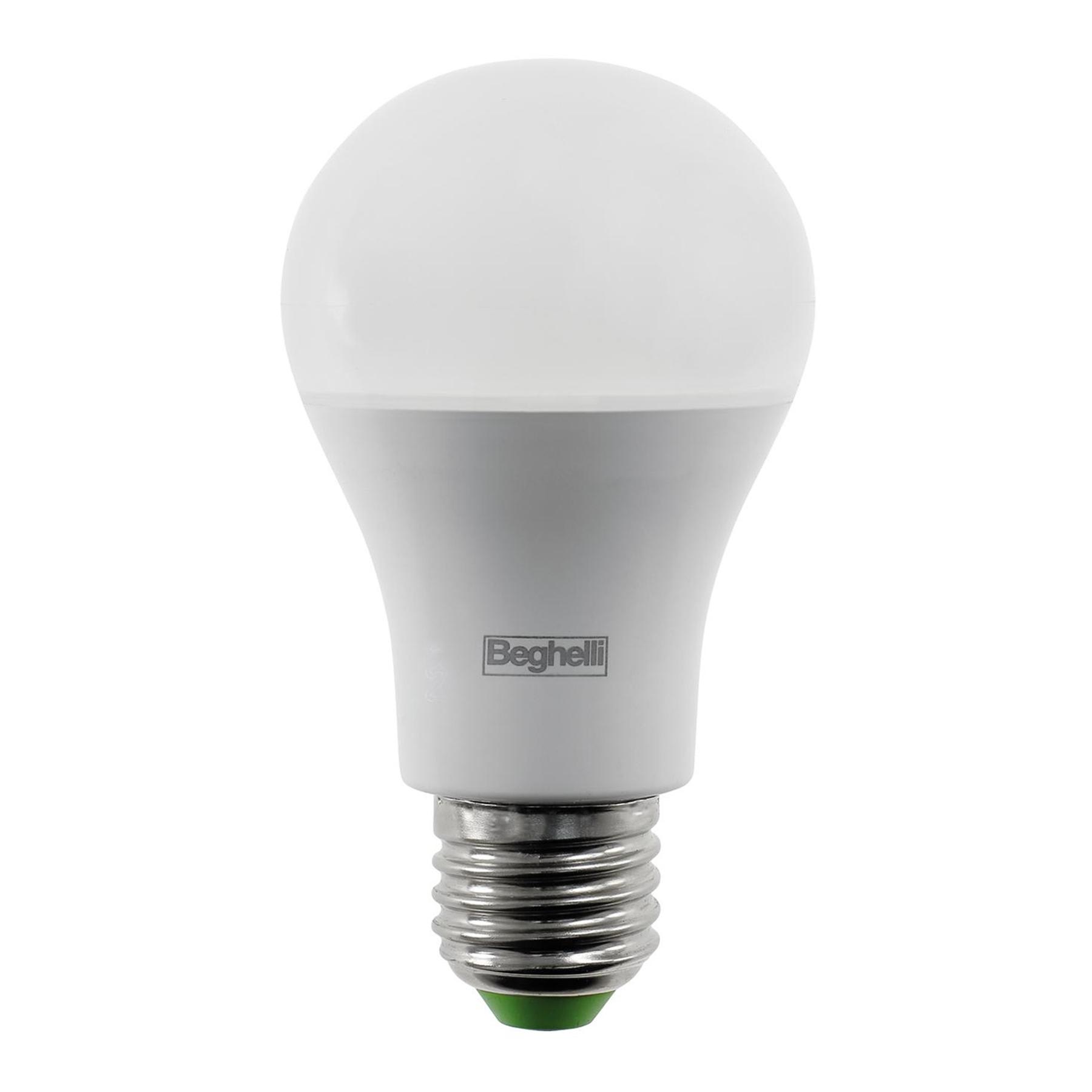 BEGHELLI - Lampadina compatta con design gradevole, rivestimento termoplastico opale, Goccia ES LED 12W E27 4000K.