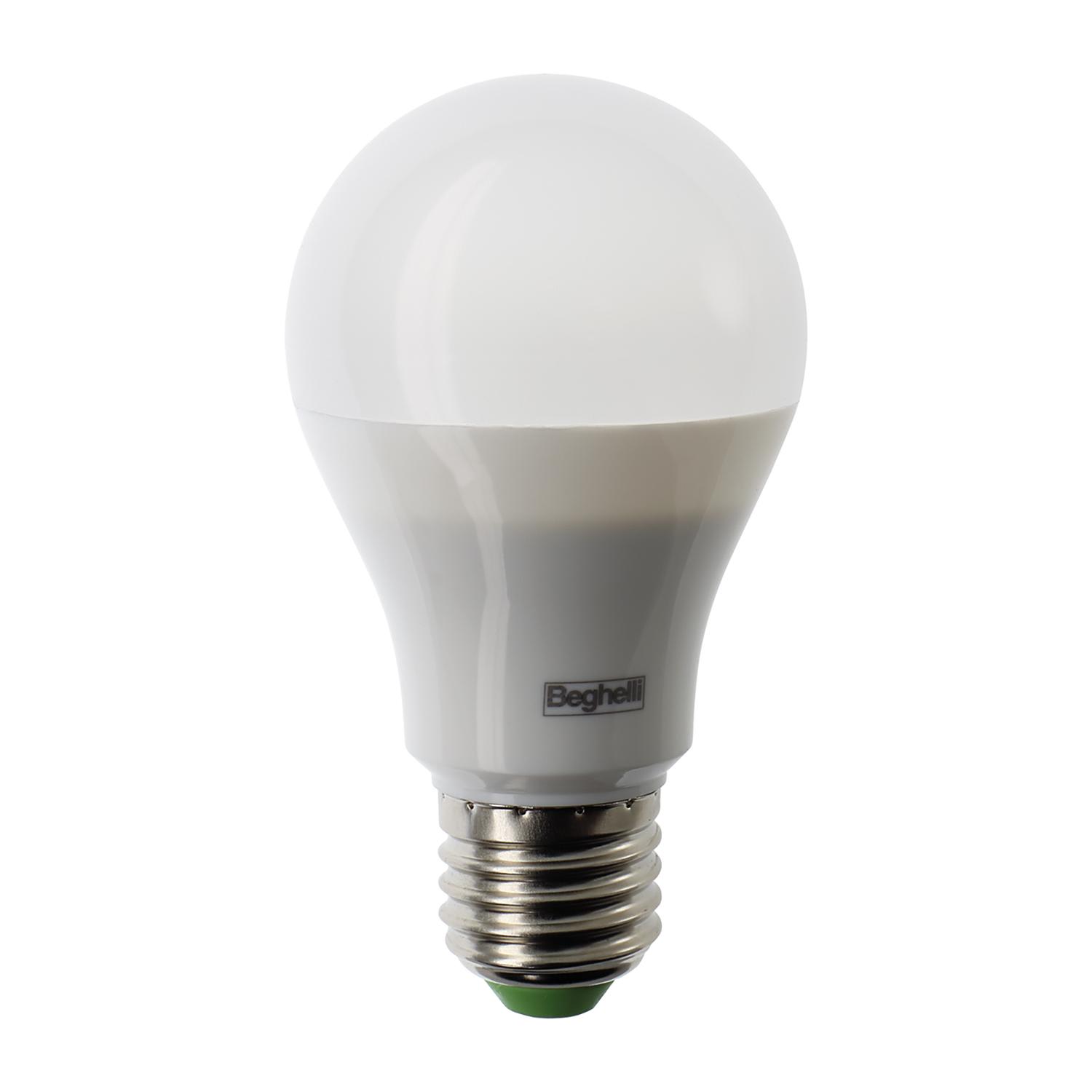 BEGHELLI - Lampadina compatta con rivestimento termoplastico opale, Goccia ES LED 9W E27 3000K.