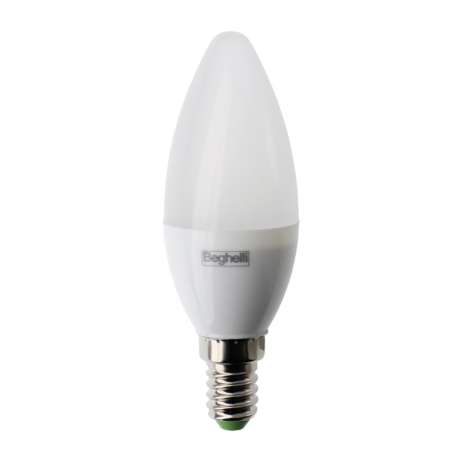 BEGHELLI - Lampadina compatta con design gradevole, rivestimento termoplastico opale OLIVA SAVING LED 7W E14 3K.