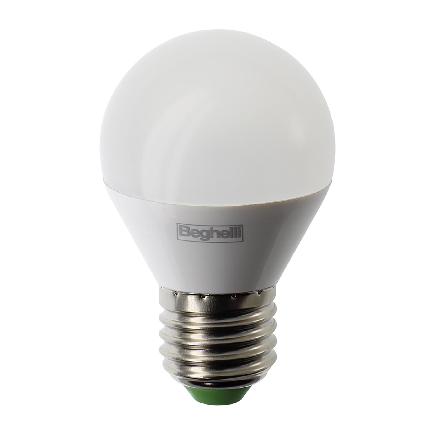 BEGHELLI - Lampadina compatta con rivestimento termoplastico opale, SFERA ES LED 5W E27 3000K.