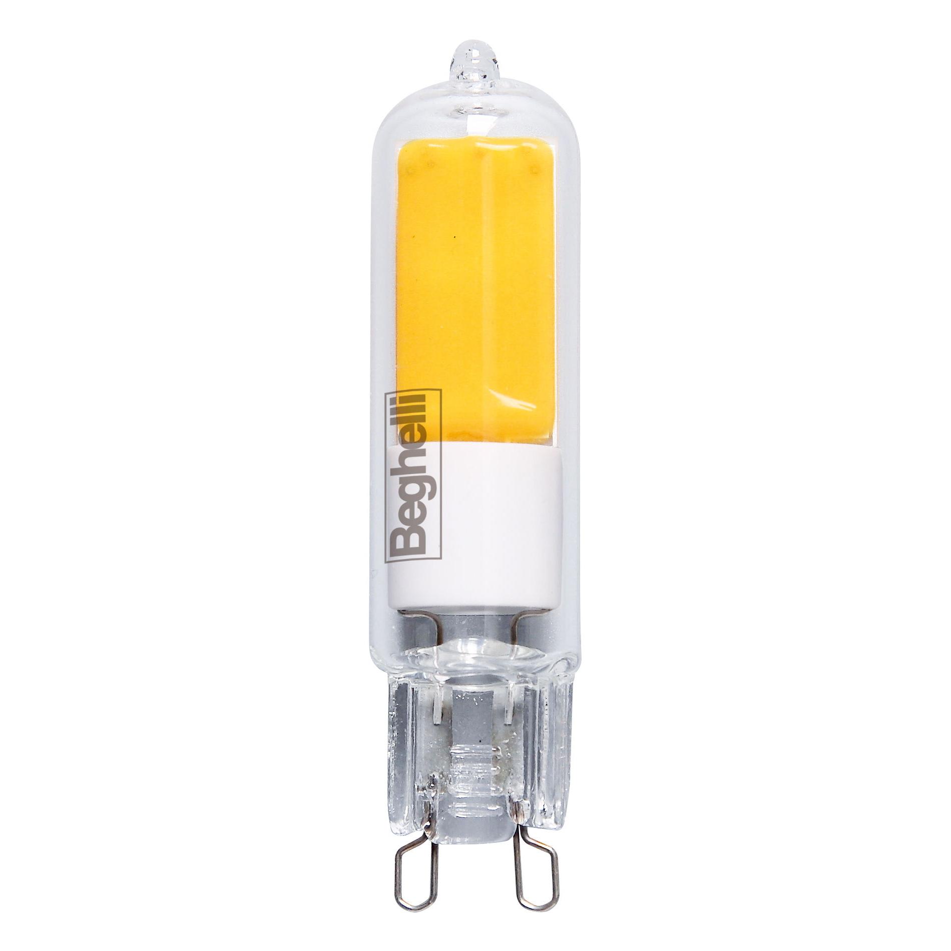 BEGHELLI - Lampadina LED a filamento ZAF BISP, forma classica in vetro, 650lm 5W G9 4K.