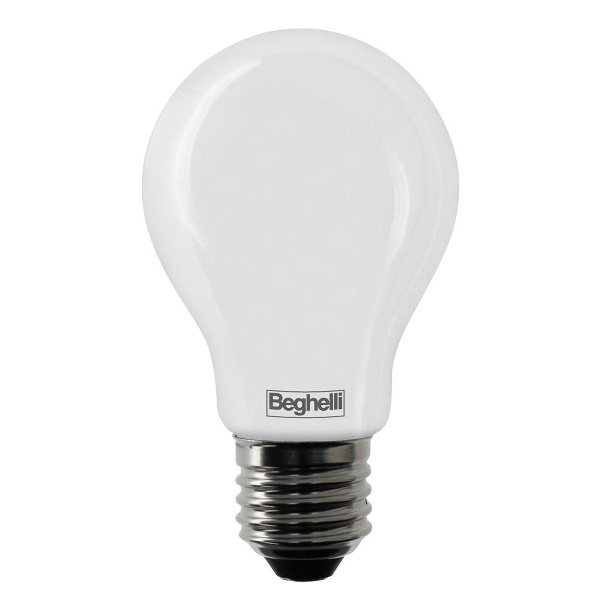 BEGHELLI - Lampadina vetro opalino forma classica TVETRO LEDOP 3PZ GOC 8W E27 4K.