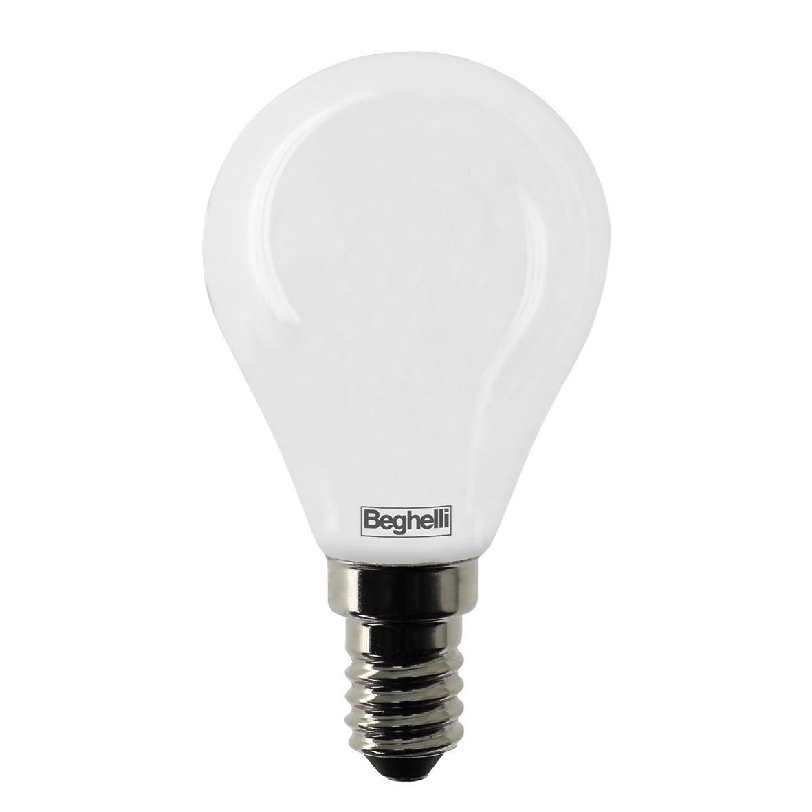 BEGHELLI - Lampadina vetro opalino classica TVETRO LEDOP 4PZ SFE 5W E14 4K.