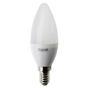 BEGHELLI - Lampadina con una buona efficienza, soluzione economica per ogni installazione standard. SUPERLED OLIVA 700lm 7WE14 6K5.