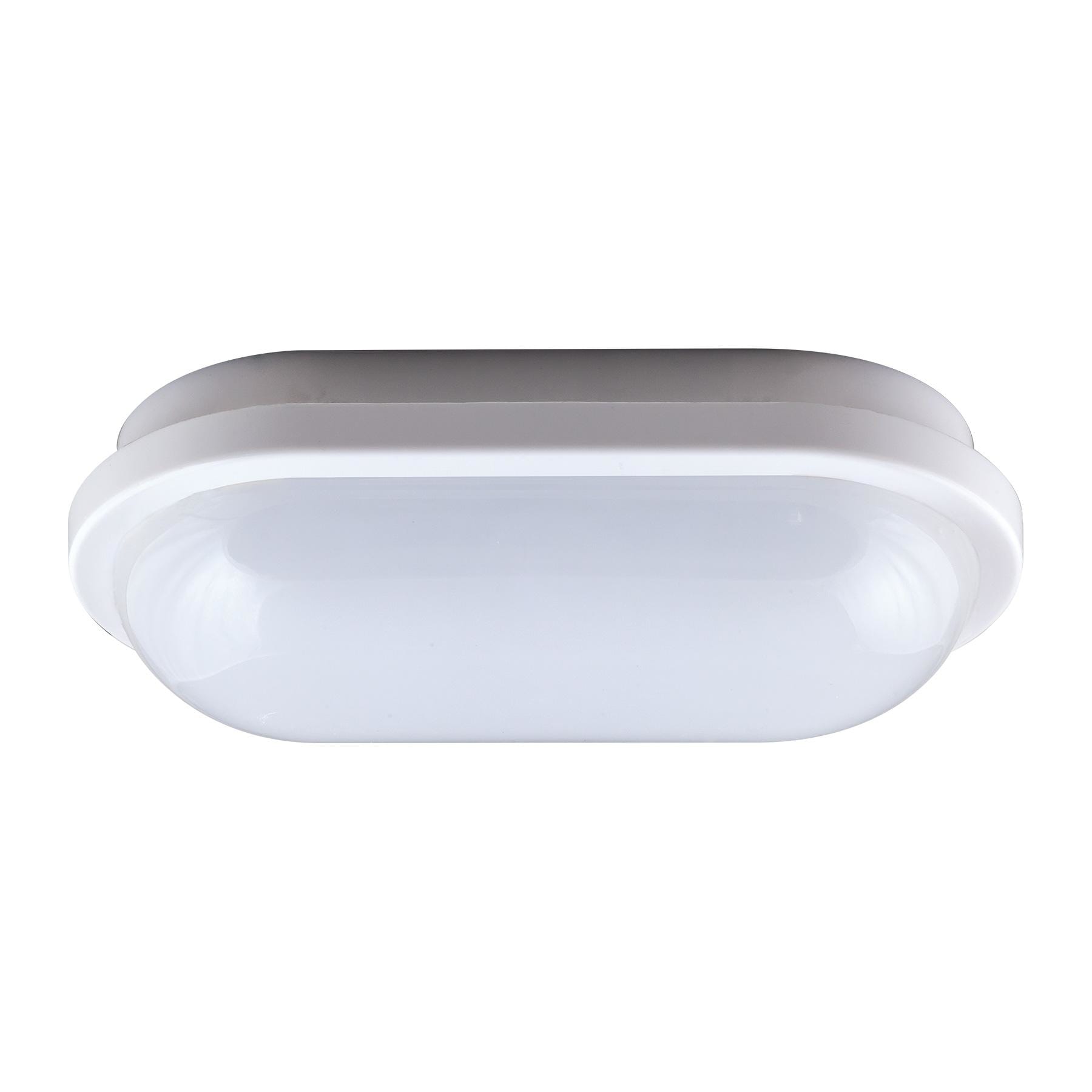 BEGHELLI - Plafoniera polivalente per spazi comuni, installazione a soffitto o parete, illuminazione forte e diffusa, protezione stagna IP65 per esterno, corpo in policarbonato con protezione ai raggi UV, colore Bianco, GEO LED 20W OVAL WHITE 4K. 75423