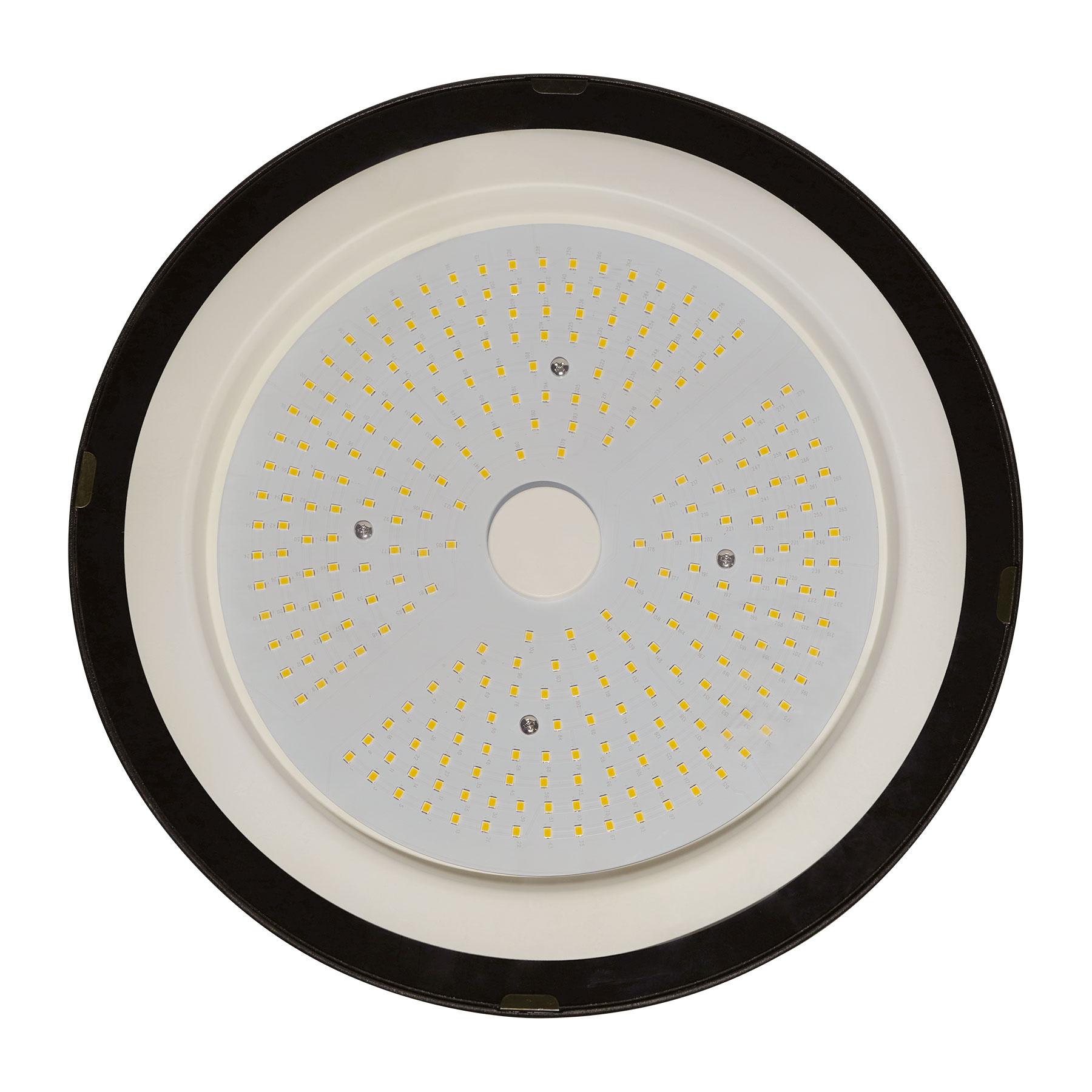 BEGHELLI - Riflettore industriale ad alta efficienza luminosa con corpo in alluminio pressofuso e lente circolare in PMMA, disponibile nelle versioni da 100/150/200W: HIGHBAY M.POWER.