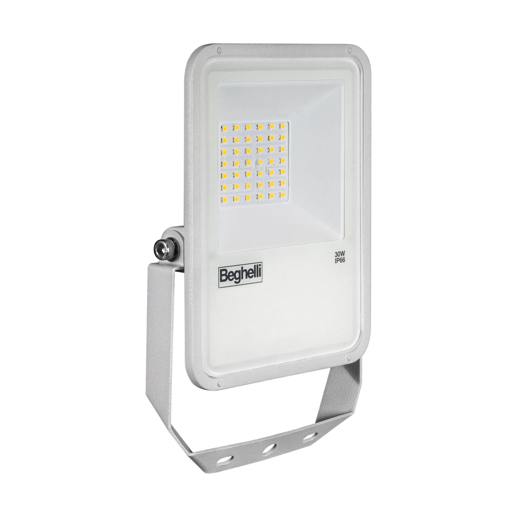 BEGHELLI - Proiettore a spessore ridottissimo FL LED 30W BIANCO IP66 3K con design moderno ed elegante, adatto per applicazioni nel settore civile, terziario e industriale, realizzato in alluminio pressofuso con alette di raffreddamento integrate.