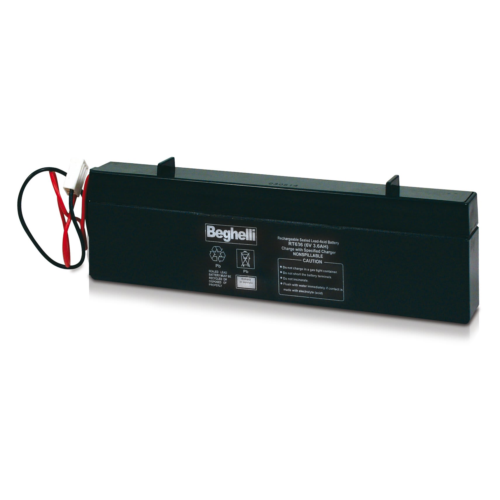 BEGHELLI - Batteria al Piombo slim da 6V 4Ah con cabling PB 6V 4AH SLIM.