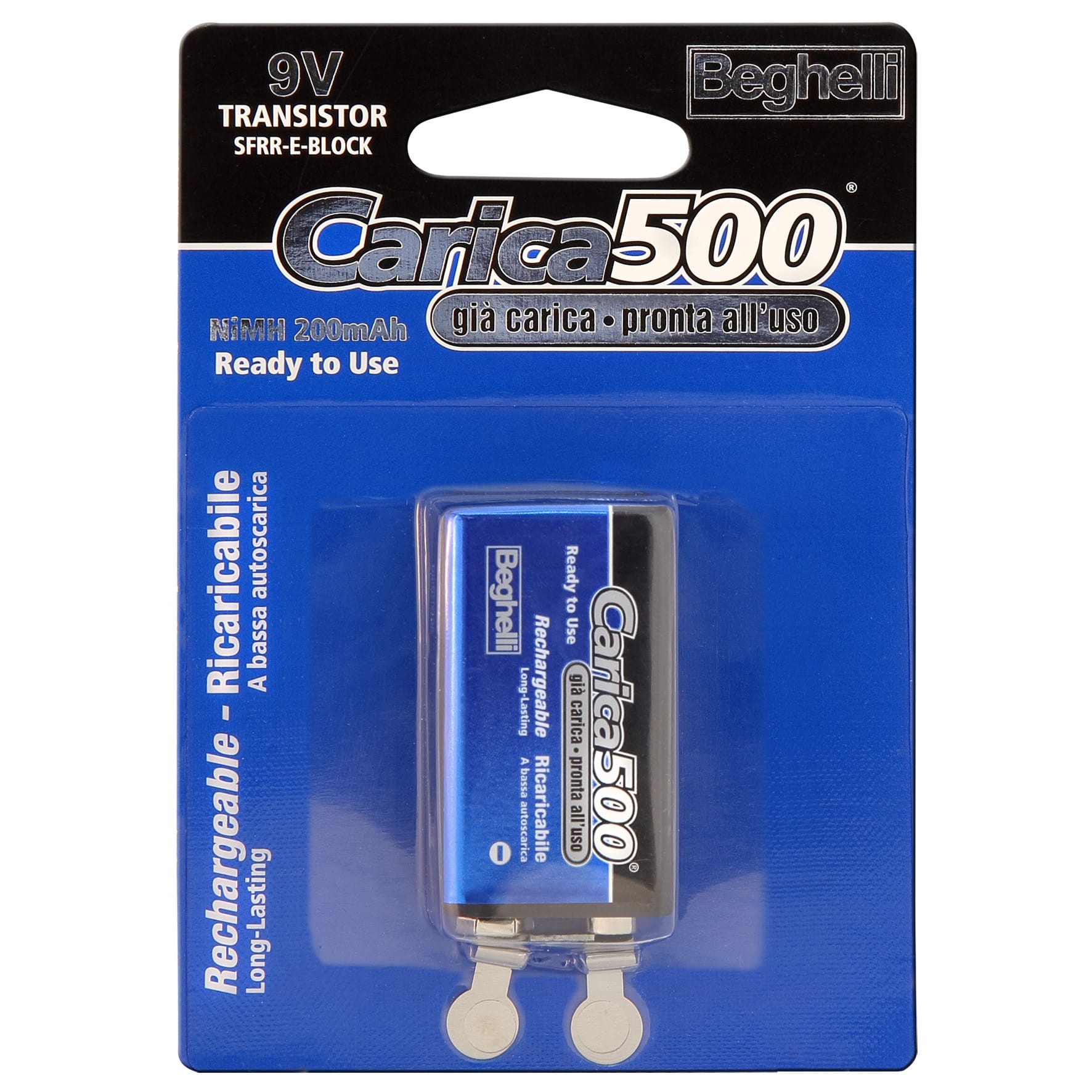 BEGHELLI - Batteria ricaricabile NiMH 8.4V 200mAh formato 9V B1 RIC NIMH 8.4V 200mAh SFRR.