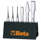 BETA - Scalpelli assortiti 6pz, punzoni, bulini e ugnetti su supporto.
