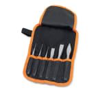 BETA - Serie di 2 punzoni, 1 bulino, 2 scalpelli piatti e 1 ugnetto in busta avvolgibile in poliestere, scalpelli assortimento 6pz in busta. 000380016