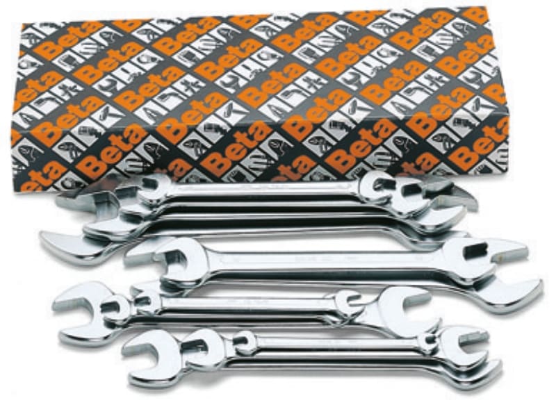 BETA - Serie di 12 chiavi a forchetta doppie SR 12PZ S12X, ideali per lavori di precisione e manutenzione.