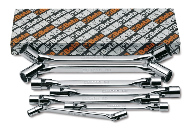 BETA - Chiavi a bussola snodate serie 8 pz /s8 doppie poligonali art. 80.