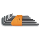 BETA - Serie di 8 chiavi maschio esagonale piegate tipo lungo con supporto nere 8pz.
