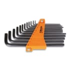 BETA - Serie di 12 chiavi maschio esagonale piegate tipo lungo art. 96L con supporto chiavi mas es lun nere 12pz l/sc12 supp