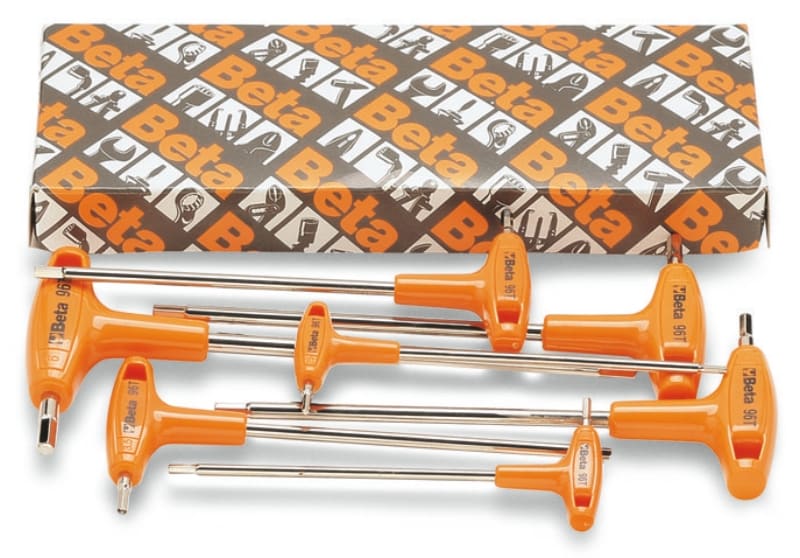 BETA - Chiavi maschio esagonale piegate con impugnatura trasversale, set da 5 pezzi.