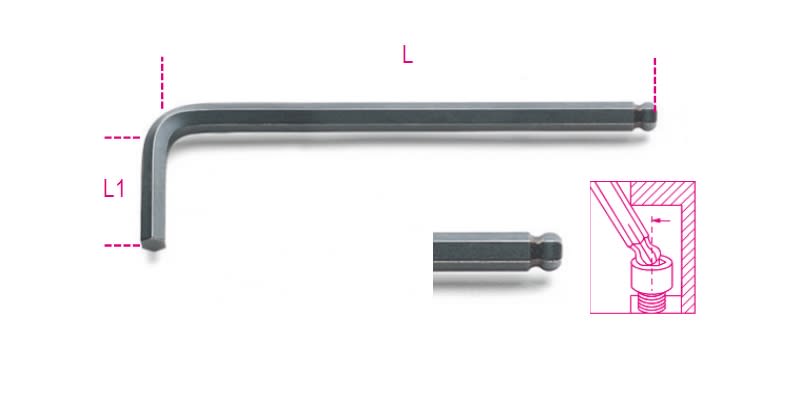 BETA - Chiavi maschio esagonale piegate con estremità sferica, brunite CHIAVI MAS ES PIEG PUNTA SFERICA BP 2.