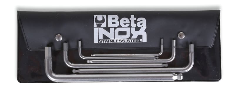 BETA - Serie di 6 chiavi maschio esagonale piegate con estremità sferica in acciaio inossidabile in busta CH MASCHIO INOX P.TA SFER BUSTA ES-BP/B6.
