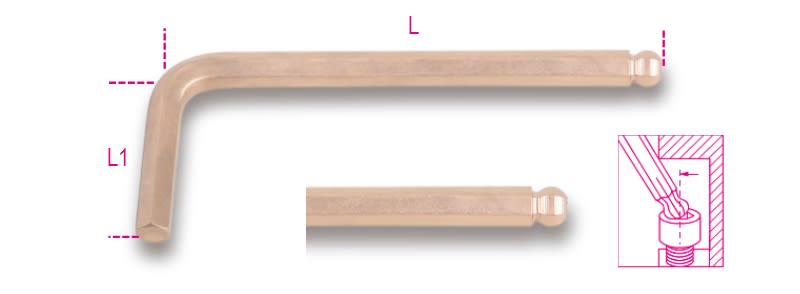 BETA - Chiavi maschio esagonale piegate con estremità sferica antiscintilla CH.MASCH.ESAG PUNTA SFER.ANTISC.BA/BP2