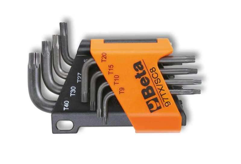 BETA - Chiavi maschio piegate per viti con impronta Torx® (art. 97TX) e supporto 8pz TX/SC8.