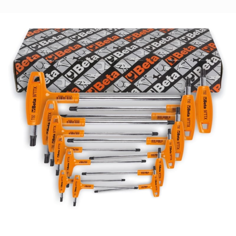 BETA - Chiavi maschio piegate con impugnatura per viti Torx® cromate TTX/S6 6pz.