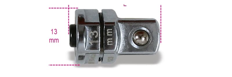 BETA - Adattatore a sgancio rapido da 3/8 per chiavi a cricchetto da 13 mm cromato, racc. ch cricch. maschio esag 13 - q 3/8.