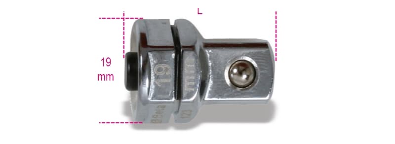 BETA - Adattatore a sgancio rapido da 1/2" per chiavi a cricchetto da 19 mm cromato Raccordo chiave cricchetto maschio esagonale 19mm - Quadrante 1/2