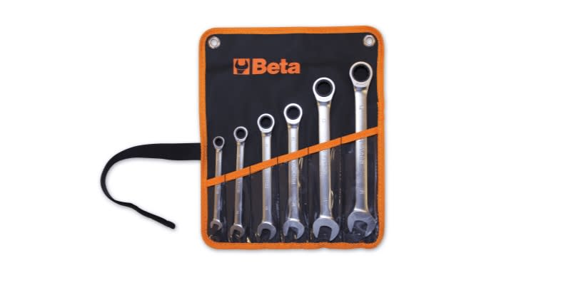 BETA - Serie di 6 chiavi combinate a cricchetto diritte art. 141 in busta, ch. comb. cricchetto diritte sr. 6pz. b6.