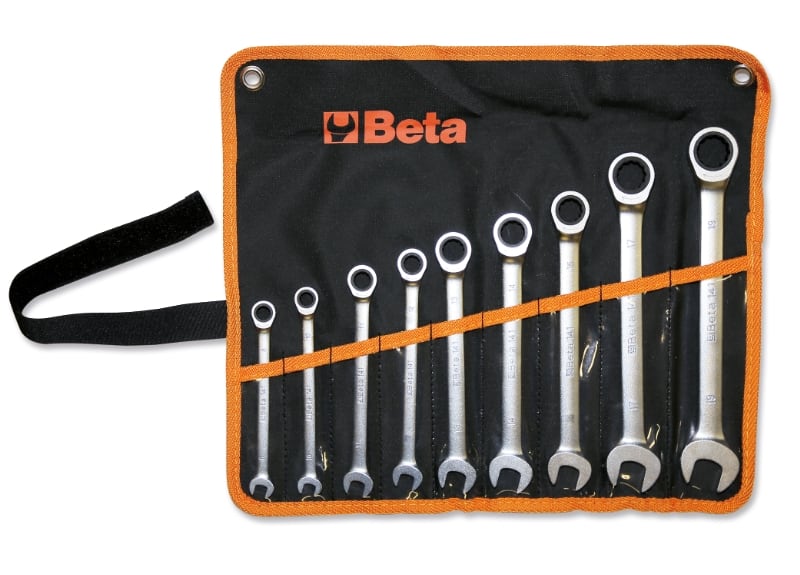 BETA - Serie di 9 chiavi combinate a cricchetto diritte in busta 141 CH. comb. cricchetto diritte sr. 9pz. /b9.