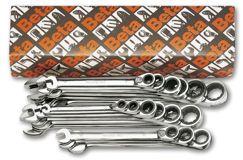 BETA - Serie di 19 chiavi combinate a cricchetto reversibile art. 142 chiavi combinate cricchetto serie 19 pz.