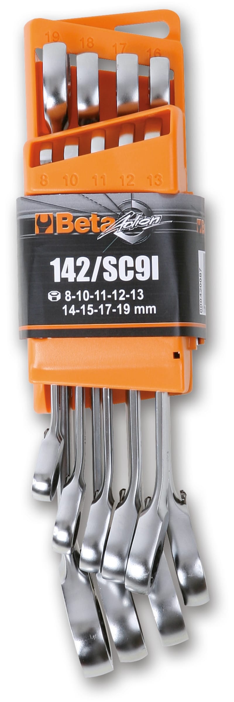 BETA - Serie di 9 chiavi combinate a cricchetto reversibile con supporto compatto CHIAVI COMBINATE SUPP. COMP. 9PZ. SC9E.