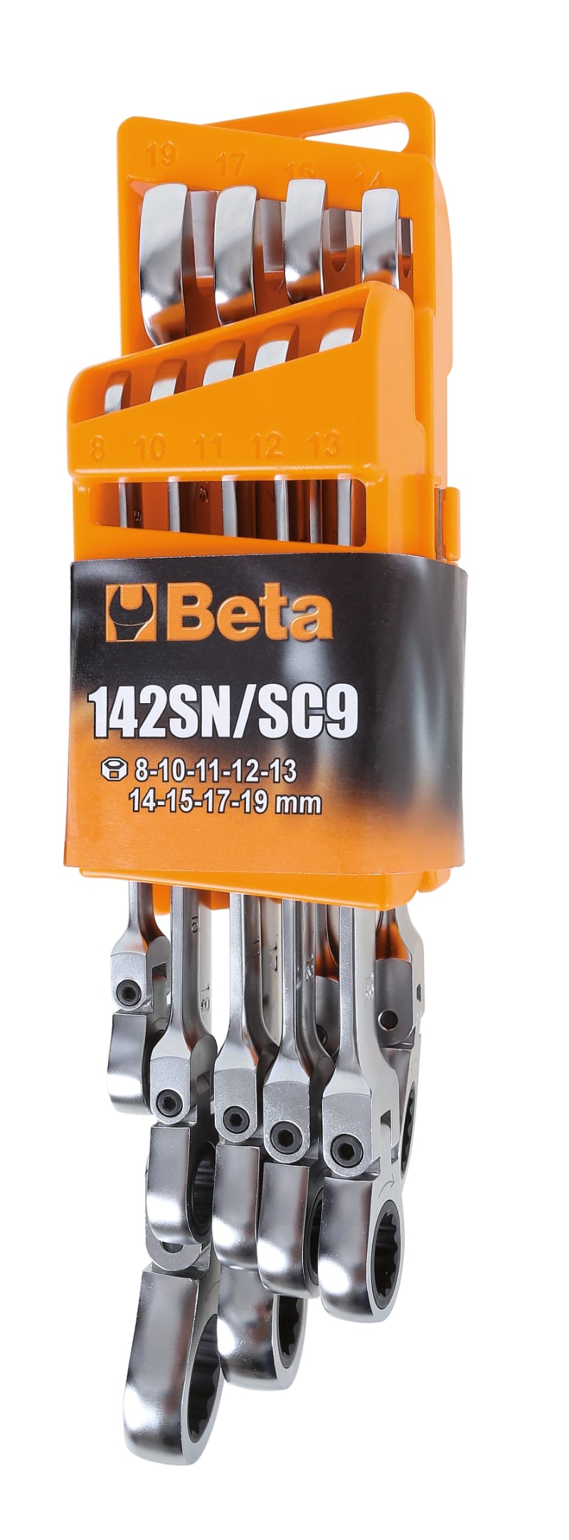 BETA - Chiavi combinate a cricchetto snodate 9pz con supporto compatto SC9PZ.