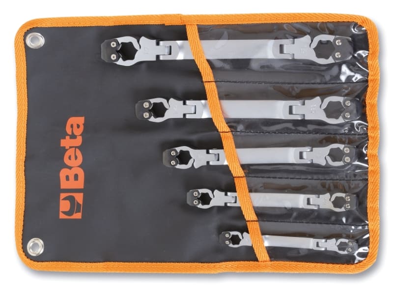 BETA - Serie di 5 chiavi esagonali apribili snodate in busta, ideale per raccordi di tubazione. Chiavi esag snod. apribili 5 pz busta.